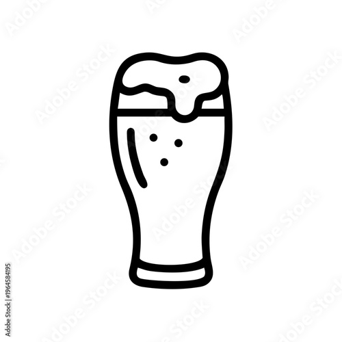 Beer glass icon, vector illustration of a pint of beer with foam