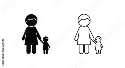 Family diversity illustration black white line art Vector