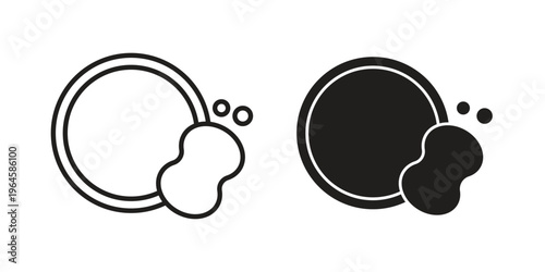 Washing dishes icons line and solid version, outline and filled vector design set