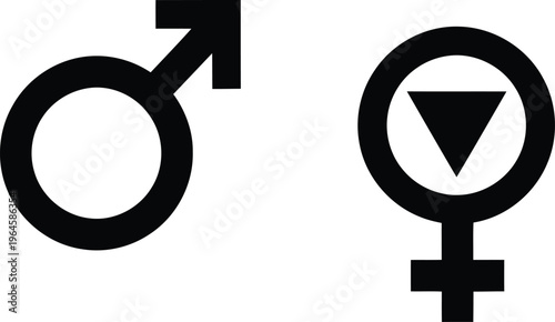 A black and white graphic design featuring the standard male symbol next to a modified female icon Vector