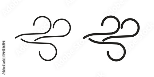 Windy icons line and solid version, outline and filled vector design set