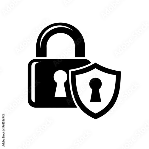 Robust Digital Security Solution Icon: Comprehensive Protection System Symbolizing Data Privacy, Access Control, Cyber Safety, and Network Safeguarding with an Overtly Visible Padlock and Shield Overl