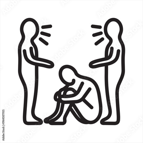 Social Anxiety Line Icon – Fear of Judgment Mental Health Symbol