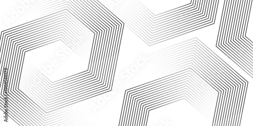 Abstract hexagon lines on gray background. Geometric stripe line art design modern