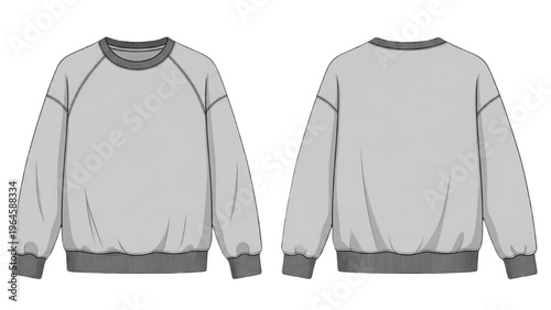 Quadro em tela Vector CAD design style illustration of sweatshirt front and back views