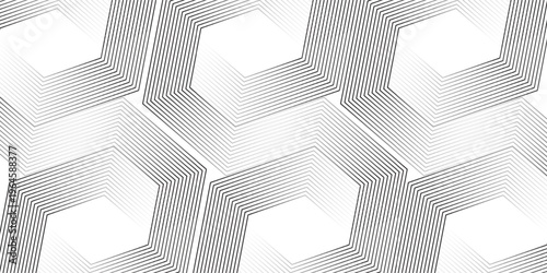 Abstract hexagon lines on gray background. Geometric stripe line art design modern