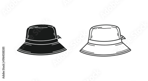 Black and white bucket hats Vector