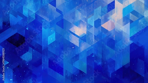 Isometric cube pattern creating layered depth on blue background