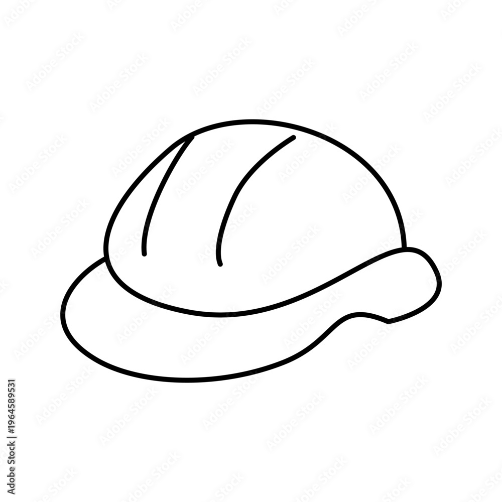 Fototapeta premium Simple line art construction helmet illustration isolated on a light background, minimal safety gear icon.