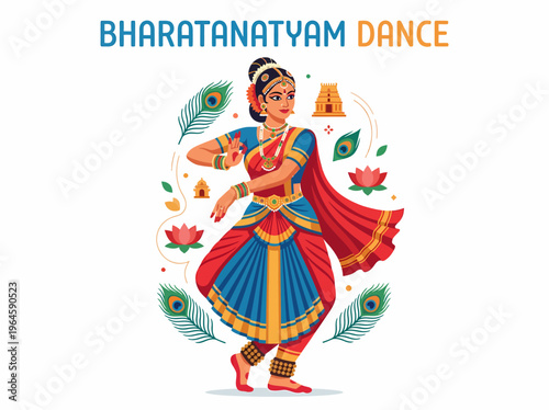 Bharatanatyam Dancer Performing Traditional Indian Classical Dance