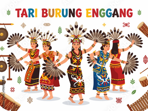 Borneo Hornbill Dance Performers in Traditional Attire