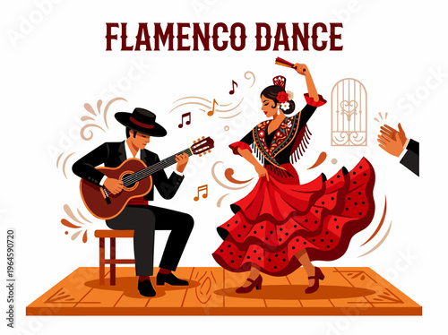 Flamenco Dancer and Guitarist Performing, Spanish Culture
