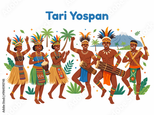 Indigenous people dancing and celebrating with drums