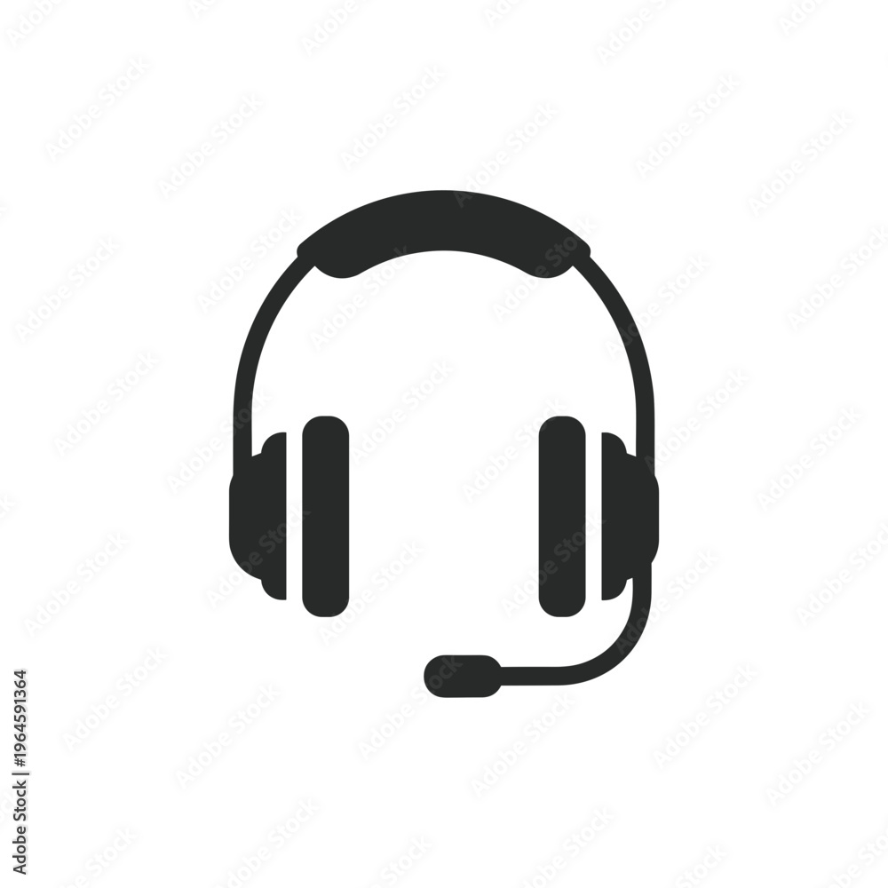 Fototapeta premium Black Headset with Microphone.