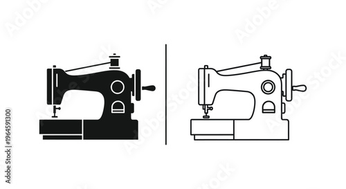 Sewing machine line art illustration Vector