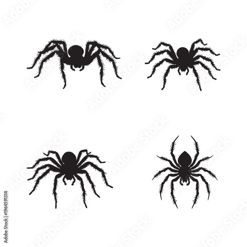 Black barn spider silhouettes arranged in a grid pattern