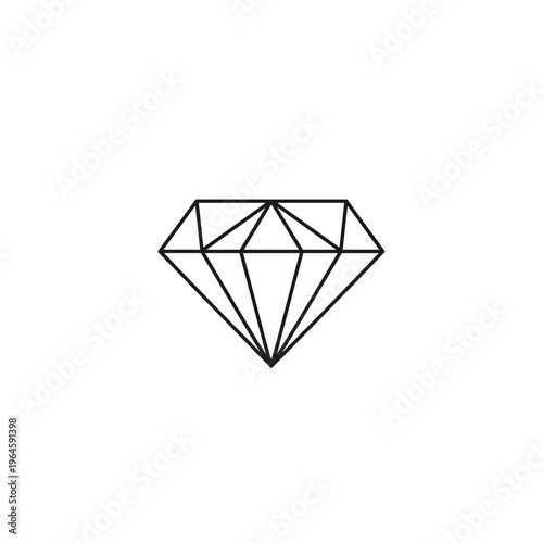 Black line art diamond gemstone icon.