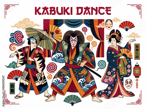 Kabuki Dance: Japanese Performers in Traditional Costumes