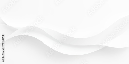 Clean Minimal White Background with Abstract Flowing Waves and Soft Shadow Layers, Smooth Curved Paper Cut Texture for Elegant Modern Design Templates, Presentations and Creative Backdrops.