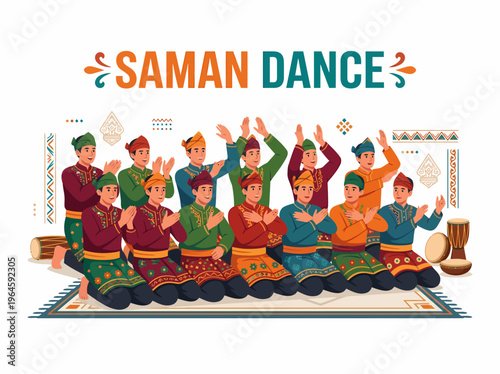 Saman Dance Group Performing Traditional Indonesian Cultural Art