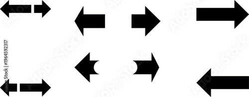 Collection of black arrow icons pointing right and left
