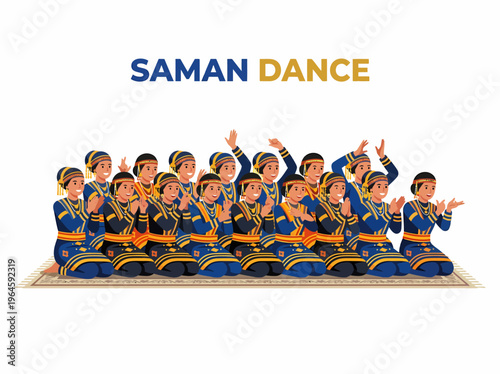 Saman Dance Performance: Group of Dancers in Traditional Costume