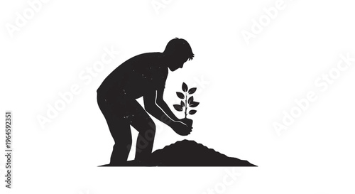 Premium Earth Day People Silhouette Scenes – Sustainability & Climate Action Concept