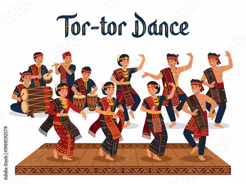 Tor-tor Dance Performers in Traditional Indonesian Attire