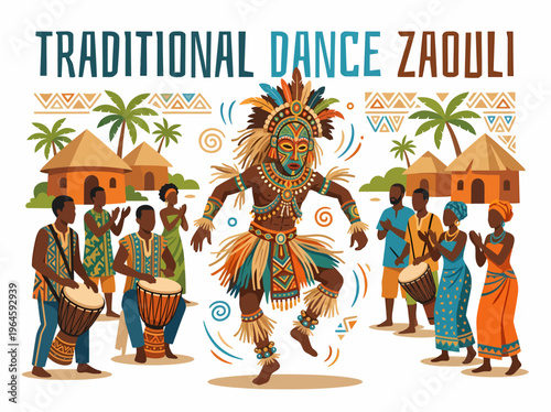 African Traditional Dance Zaouli Festival Celebration