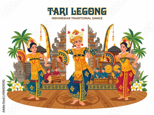 Balinese Legong Dance Performance with Traditional Costumes