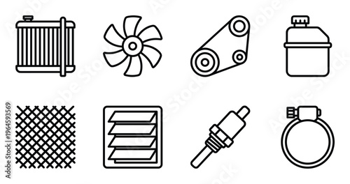 Car auto engine parts radiator fan belt spark plug clamp and mesh filter for vehicles