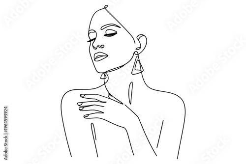 Abstract line art portraying a woman s face and upper body