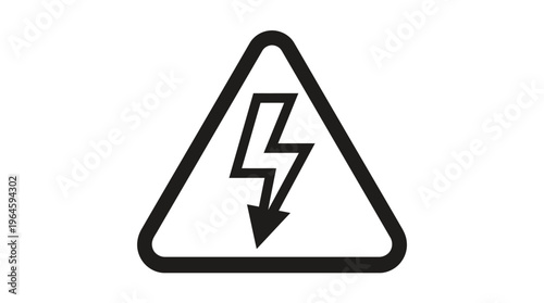 High Voltage Electricity Hazard Warning Sign Isolated White Background, Electrical Shock Risk Symbol