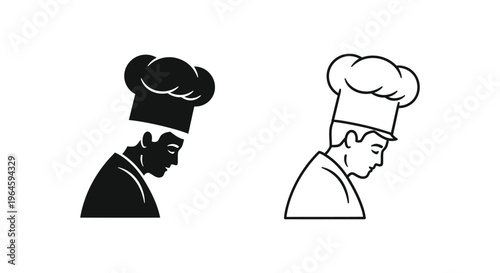 Chef hat silhouette pair Vector