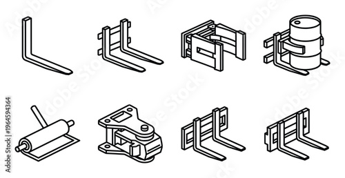 Forklift attachments set pallet clamp barrel grabber forks lifting equipment
