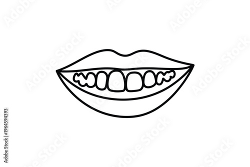 Simple black and white line drawing of a smiling mouth with teeth