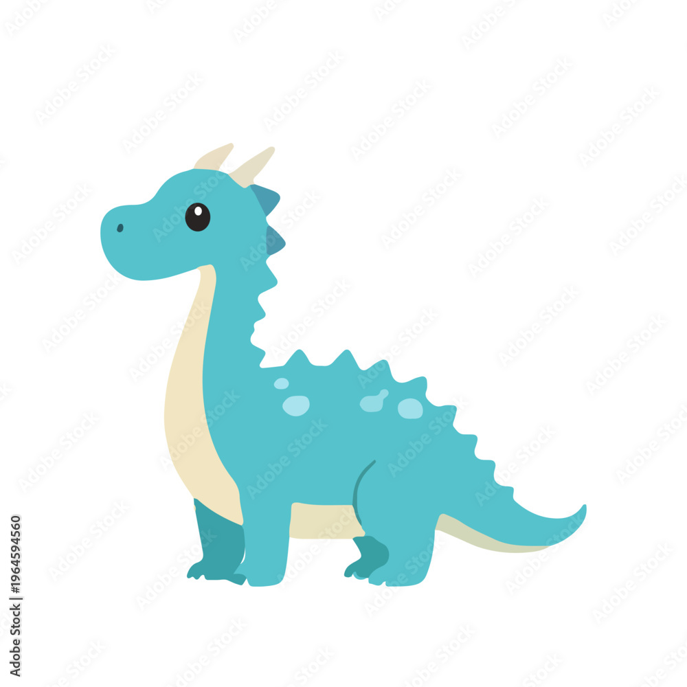 Naklejka premium Flat design kawaii dragon isolated on white background