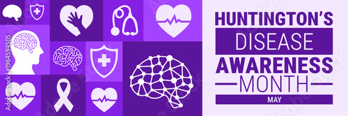 Huntington’s Disease Awareness Month Geometric shape pattern background, banner, card or poster design template is observed every year during May, to raise awareness about the mission. Vector illustra