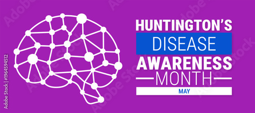 Huntington’s Disease Awareness Month background, banner, card or poster design template is observed every year during May, to raise awareness about the mission. Vector illustration.