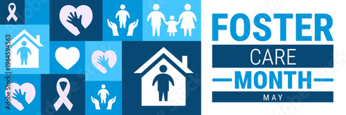 National Foster Care Month Geometric shape pattern background, banner, card or poster design template is observed every year during May, to raise awareness about the mission. Vector illustration.