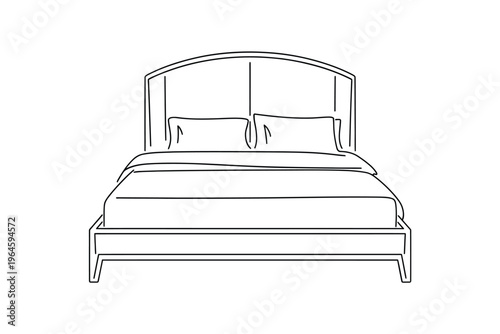 Simple line drawing of a bed with a headboard and pillows