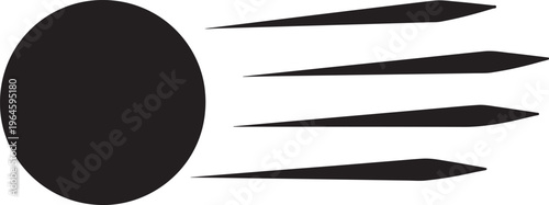 Black comet, meteor, or asteroid icon, space symbol, vector graphic