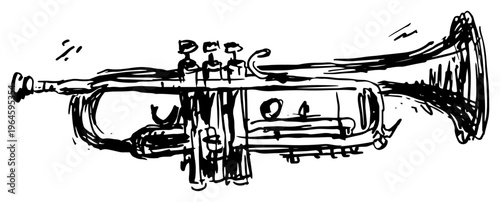 Musical trumpet instrument for jazz or military fanfare sketch style