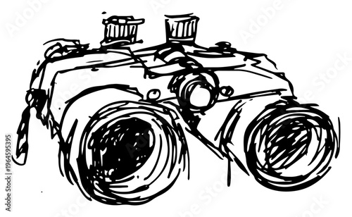 Tactical military binoculars for reconnaissance and field surveillance sketch style