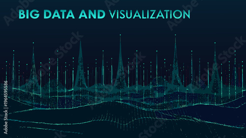 Abstract representation of big data and visualization with glowing lines