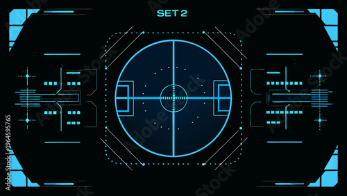 Futuristic heads up display showing a soccer field from above
