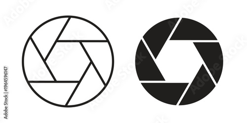 Aperture icons vector silhouette set. thin line icon pack.