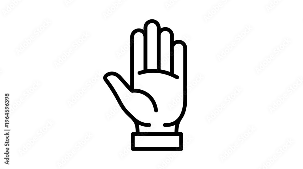 Fototapeta premium Human hand making a stop gesture with palm facing forward, isolated white background.