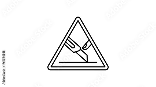 Slip Hazard Warning Triangle Sign with Person Falling on Isolated White Background