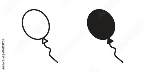 Balloon icons vector silhouette set. thin line icon pack.